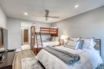 Recently remodeled First Guest Bedroom w Queen Bed and Full over Twin Bunk Bed